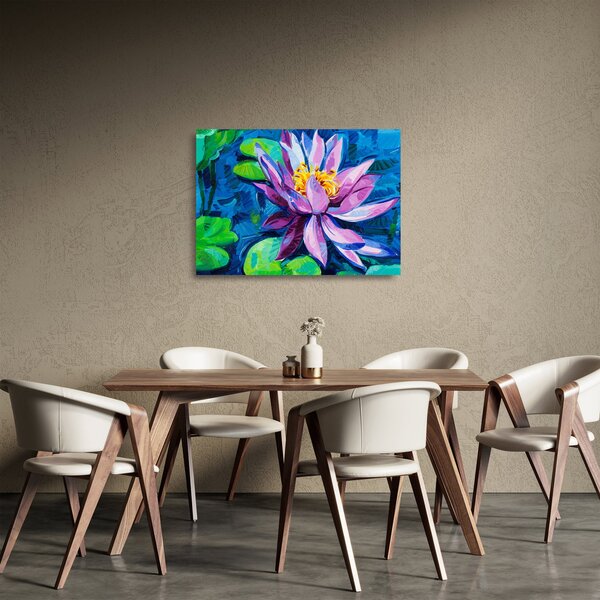 Staklena slika vodne lilije na vodi (70x50 cm)