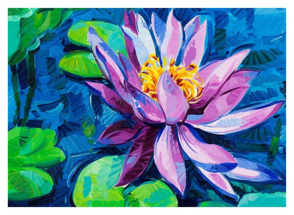 Staklena slika vodne lilije na vodi (70x50 cm)