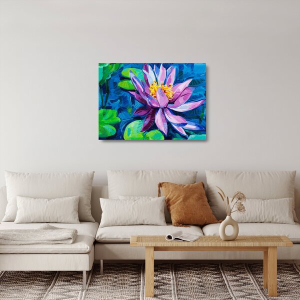Staklena slika vodne lilije na vodi (70x50 cm)