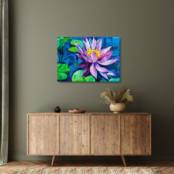 Staklena slika vodne lilije na vodi (70x50 cm)