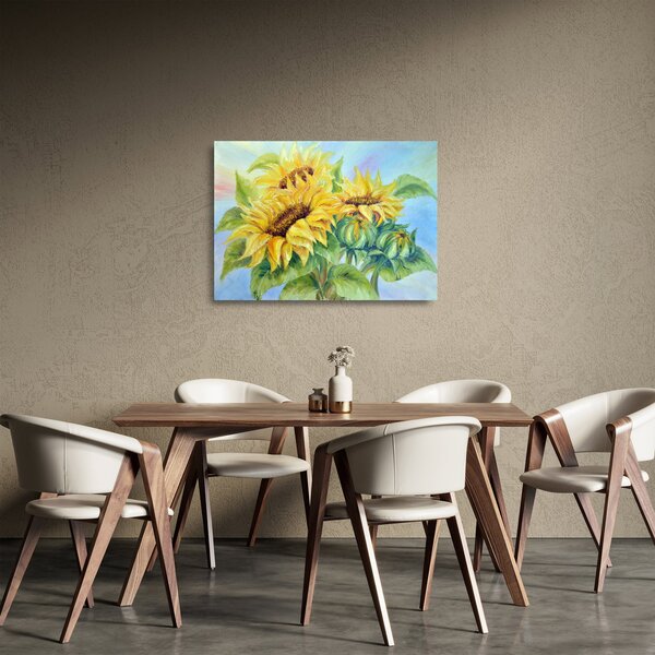 Staklena slika cvetočih sončnic (70x50 cm)