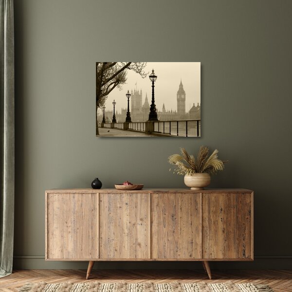 Staklena slika - London v megli, Anglija (70x50 cm)