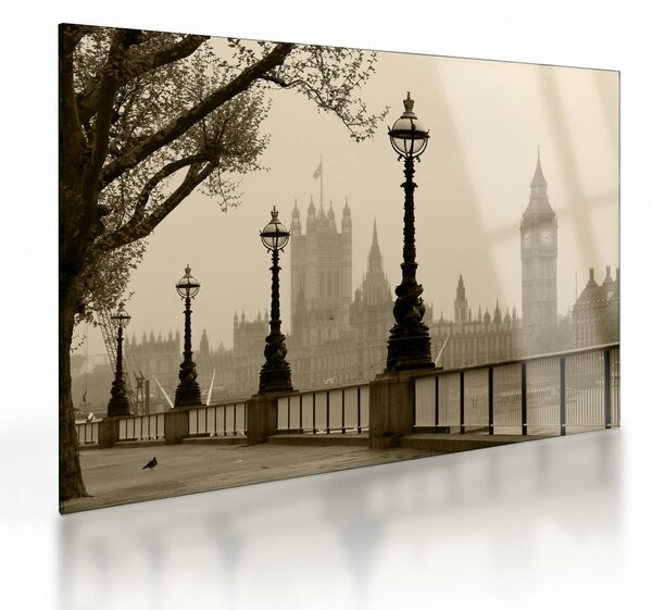 Staklena slika - London v megli, Anglija (70x50 cm)