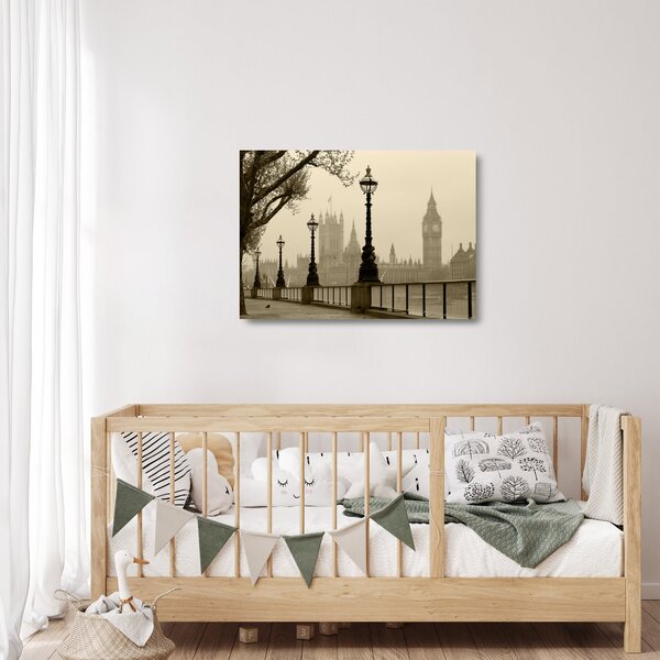 Staklena slika - London v megli, Anglija (70x50 cm)