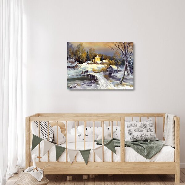 Staklena slika - Zimsko mesto (70x50 cm)