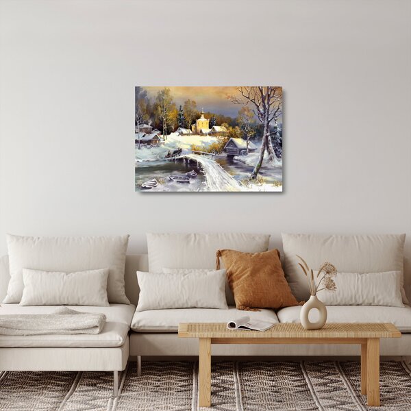 Staklena slika - Zimsko mesto (70x50 cm)
