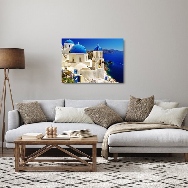 Staklena slika - Santorini, Grčija (70x50 cm)