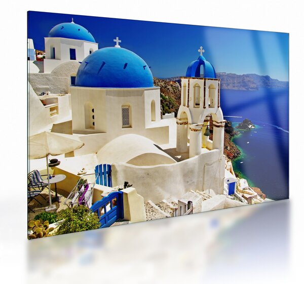 Staklena slika - Santorini, Grčija (70x50 cm)