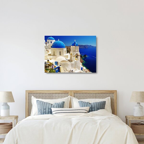Staklena slika - Santorini, Grčija (70x50 cm)