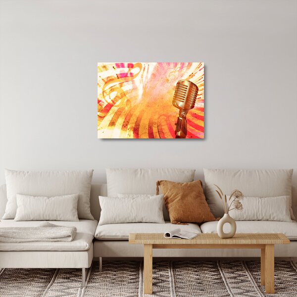 Staklena slika - Retro mikrofon (70x50 cm)