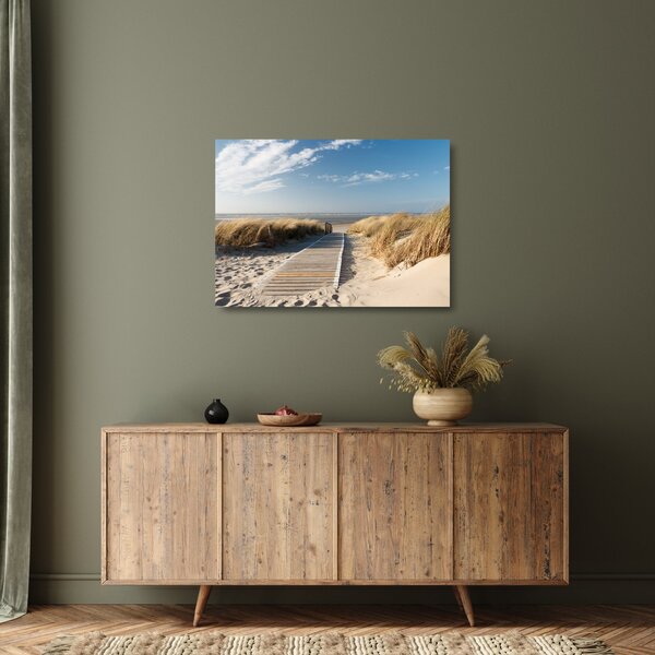 Staklena slika - Peščena plaža na otoku Langeoog, Nemčija (70x50 cm)