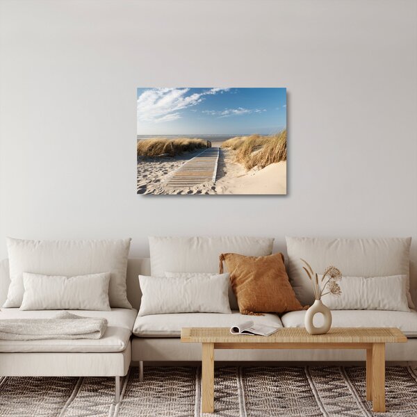 Staklena slika - Peščena plaža na otoku Langeoog, Nemčija (70x50 cm)