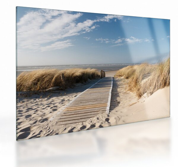 Staklena slika - Peščena plaža na otoku Langeoog, Nemčija (70x50 cm)