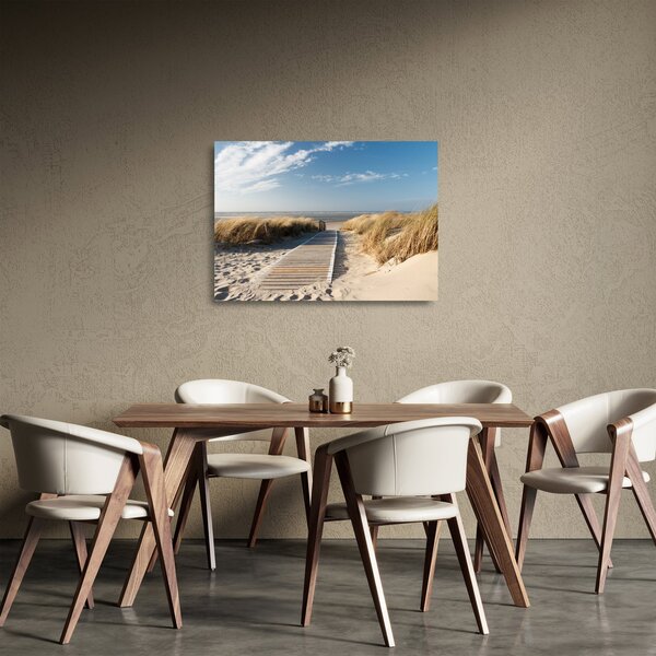 Staklena slika - Peščena plaža na otoku Langeoog, Nemčija (70x50 cm)