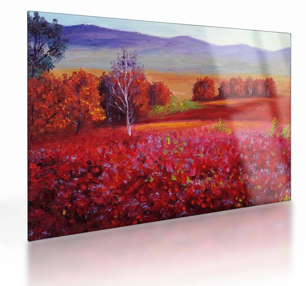 Rdeča pokrajinska staklena slika (70x50 cm)