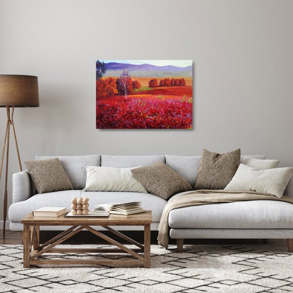 Rdeča pokrajinska staklena slika (70x50 cm)