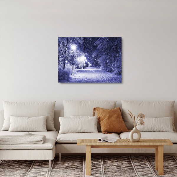 Staklena slika - Čarobna zimska noč (70x50 cm)