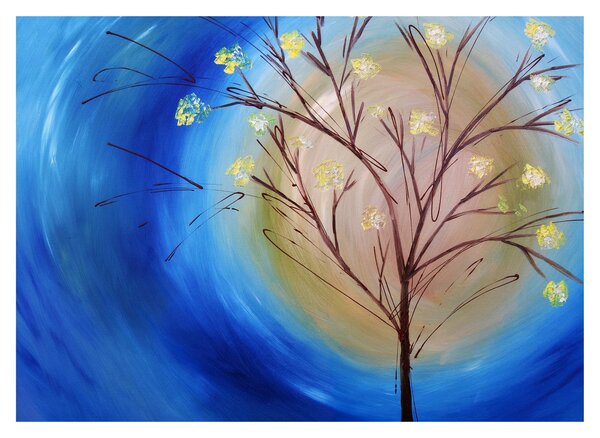 Staklena slika - Drevo, ki pokriva sonce (70x50 cm)