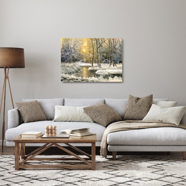 Staklena slika - Koča v gozdu, oljna slika (70x50 cm)