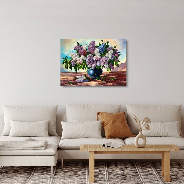 Staklena slika - Šopek lila (70x50 cm)