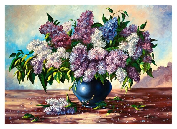 Staklena slika - Šopek lila (70x50 cm)