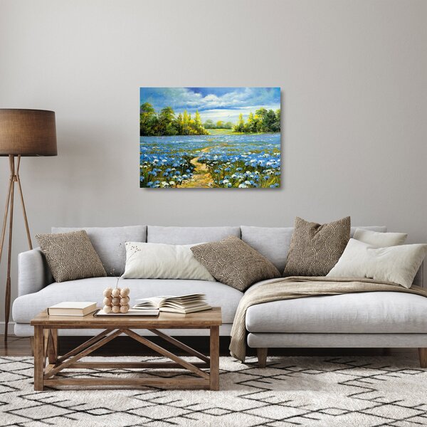 Staklena slika - Pot na polju, oljna slika (70x50 cm)
