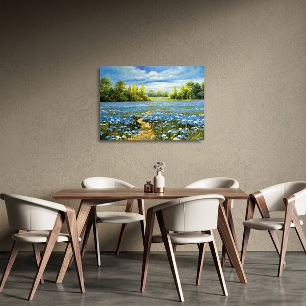 Staklena slika - Pot na polju, oljna slika (70x50 cm)