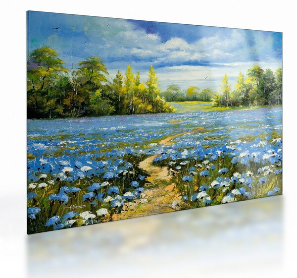 Staklena slika - Pot na polju, oljna slika (70x50 cm)