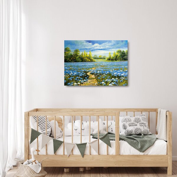 Staklena slika - Pot na polju, oljna slika (70x50 cm)