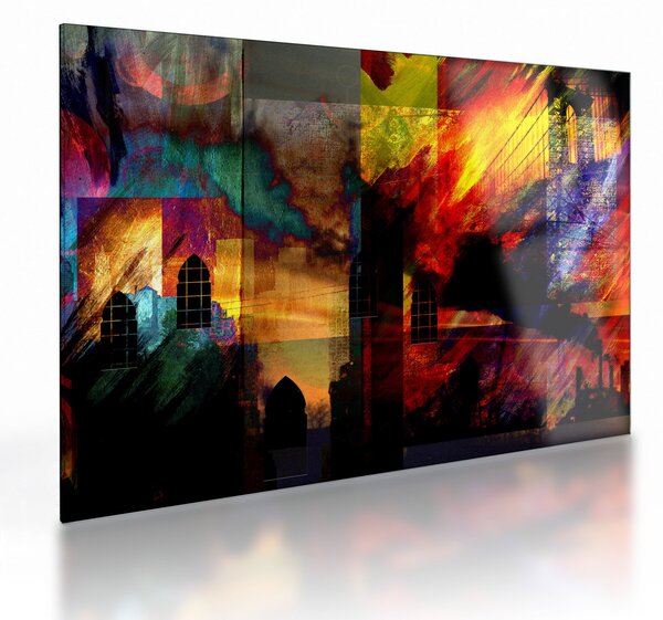 Staklena slika - Barvita abstrakcija mesta (70x50 cm)