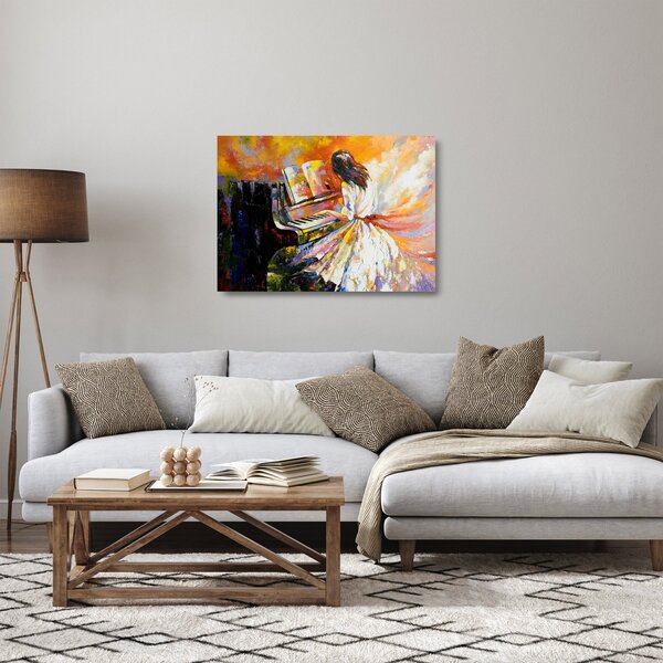 Staklena slika - Ženska igra klavir (70x50 cm)