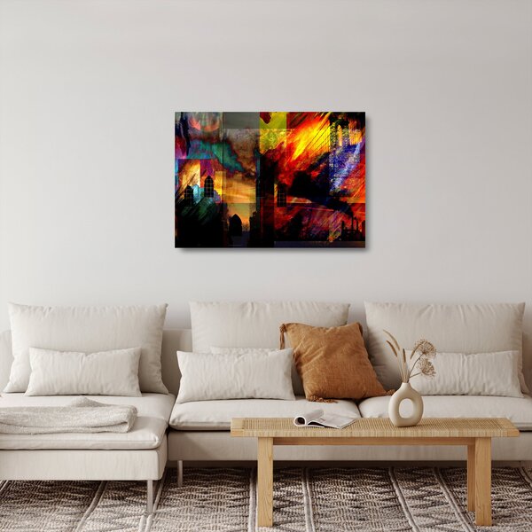 Staklena slika - Barvita abstrakcija mesta (70x50 cm)