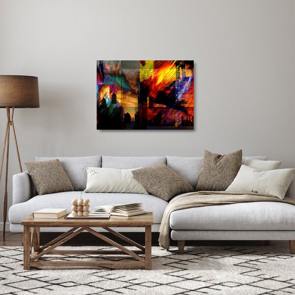 Staklena slika - Barvita abstrakcija mesta (70x50 cm)