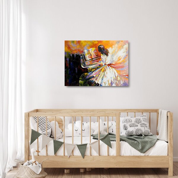 Staklena slika - Ženska igra klavir (70x50 cm)