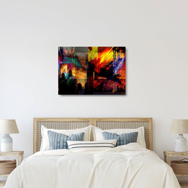 Staklena slika - Barvita abstrakcija mesta (70x50 cm)