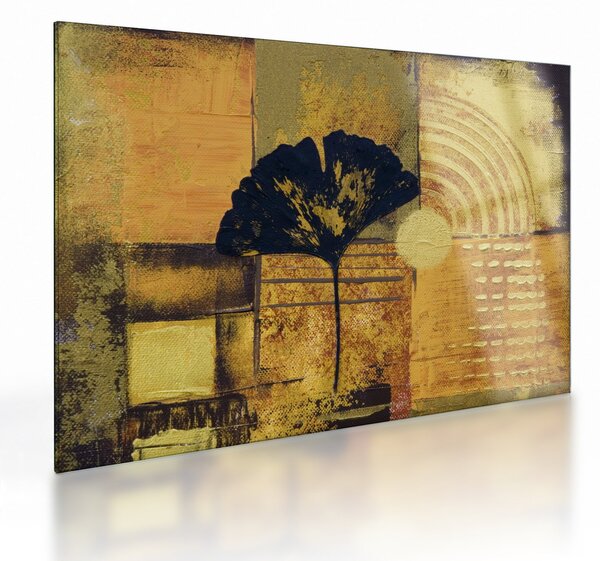 Staklena slika - list ginka (70x50 cm)