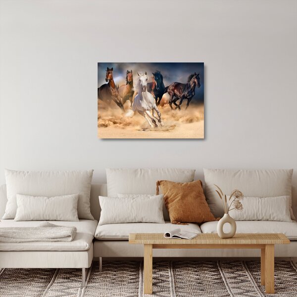 Staklena slika - Konji v puščavi (70x50 cm)