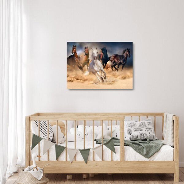 Staklena slika - Konji v puščavi (70x50 cm)