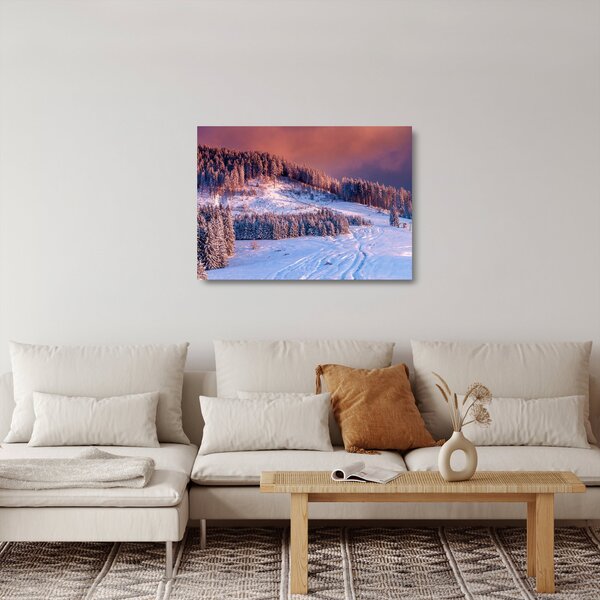 Staklena slika zimske pokrajine (70x50 cm)