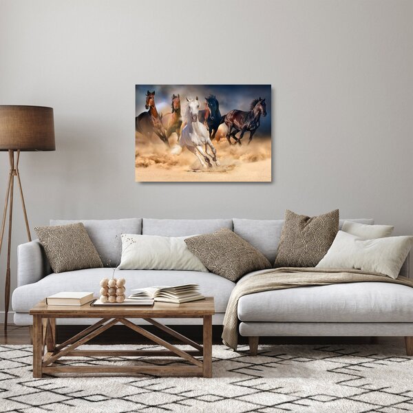 Staklena slika - Konji v puščavi (70x50 cm)