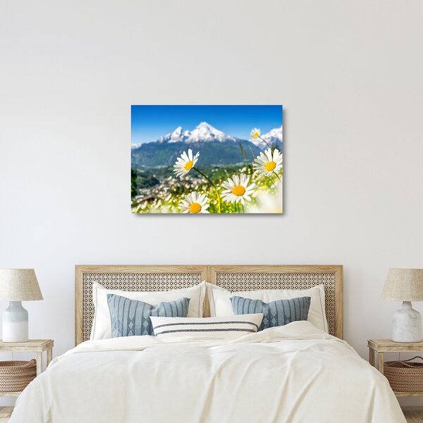 Staklena slika - Pomlad v Alpah (70x50 cm)