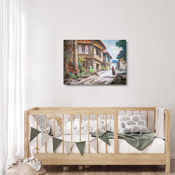 Staklena slika filipinske vasi, Azija (70x50 cm)