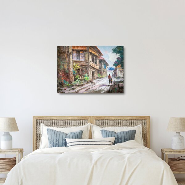 Staklena slika filipinske vasi, Azija (70x50 cm)