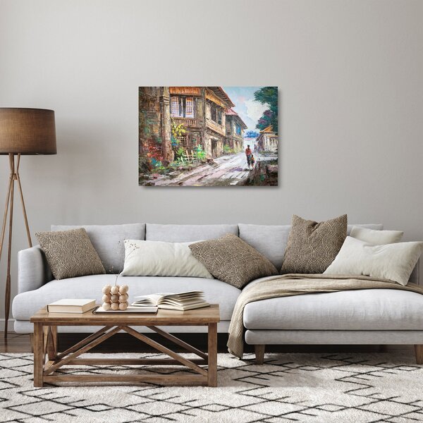 Staklena slika filipinske vasi, Azija (70x50 cm)