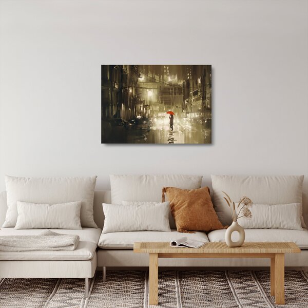 Staklena slika - Ženska v deževni noči (70x50 cm)