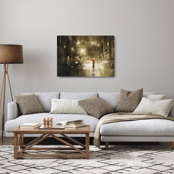 Staklena slika - Ženska v deževni noči (70x50 cm)