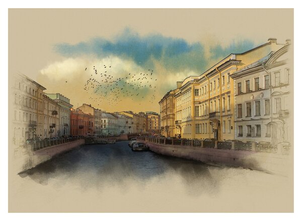 Staklena slika - reka Moyka, Sankt Peterburg, Rusija (70x50 cm)