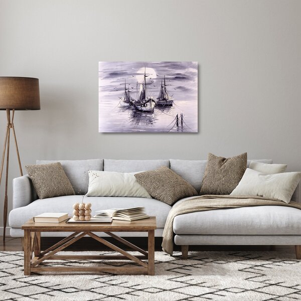 Staklena slika - Port, oljna slika (70x50 cm)