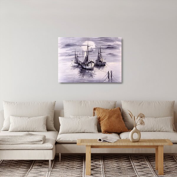 Staklena slika - Port, oljna slika (70x50 cm)