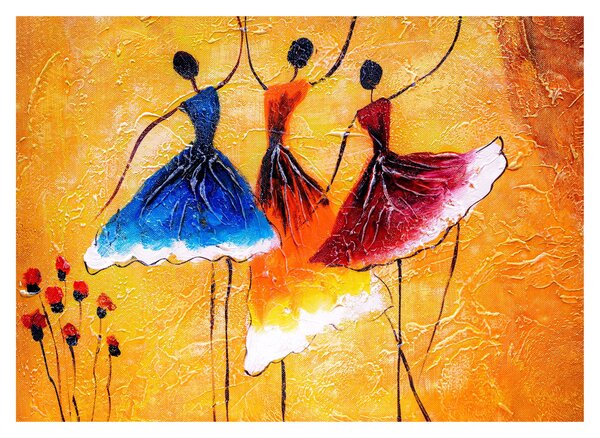 Staklena slika - Oljna slika, balerine (70x50 cm)